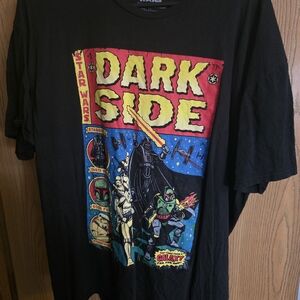 Star Wars Black T‑Shirt with Red, Yellow & Blue Comic Graphic - Dark Side